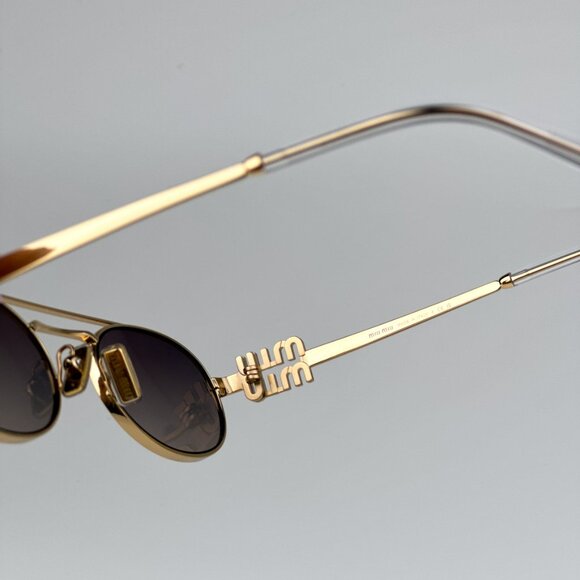 Miu Miu MU54ZS 5AK30C BRAND NEW Sunglasses Gold Gradient Mirror Pilot Unisex main image 13